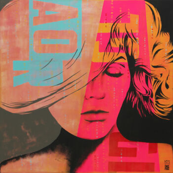 Картина под названием "The Blonde 2022" - Ronald Hunter, Подлинное произведение искусства, Акрил Установлен на Деревянная ра…