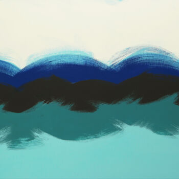 Картина под названием "Brushed Oceanic Wav…" - Ronald Hunter, Подлинное произведение искусства, Акрил Установлен на Деревянн…