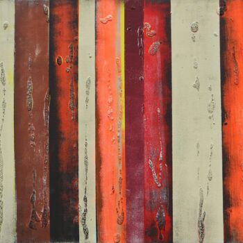 Pintura intitulada "Panels Neon Orange" por Ronald Hunter, Obras de arte originais, Acrílico Montado em Armação em madeira