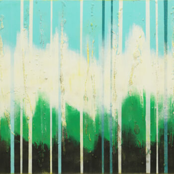 绘画 标题为“Bright Blue lines” 由Ronald Hunter, 原创艺术品, 丙烯 安装在木板上