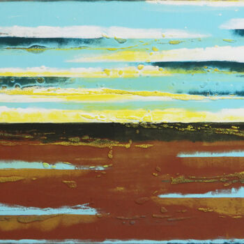Painting titled "Sunset landscape" by Ronald Hunter, Original Artwork, Acrylic