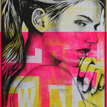 Painting titled "Neon Girl 2024" by Ronald Hunter, Original Artwork, Acrylic Mounted on Wood Stretcher frame