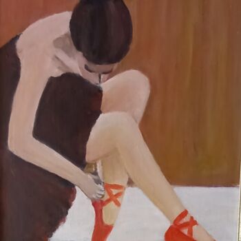 Peinture intitulée "les chaussons rouge" par Dominique Rondeau, Œuvre d'art originale, Acrylique