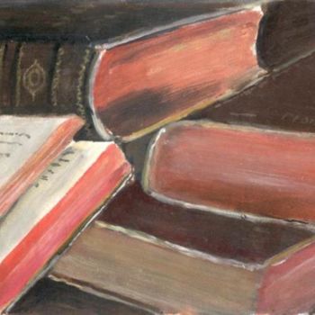 Painting titled "les vieux livres" by Dominique Rondeau, Original Artwork