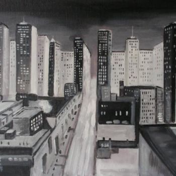 Pintura intitulada "new-york" por Dominique Rondeau, Obras de arte originais