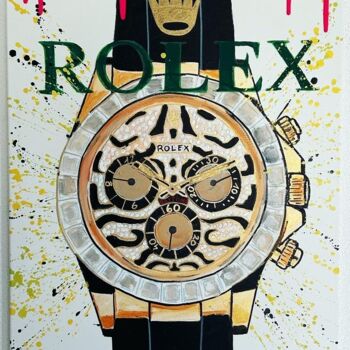 Painting titled "ROLEX EYE OF THE TI…" by Rondinelli Patrick (Whoisrick), Original Artwork, Acrylic Mounted on Wood Stretche…