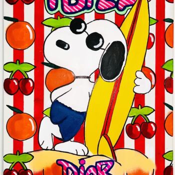 "Snoopy Ibiza" başlıklı Tablo Rondinelli Patrick (Whoisrick) tarafından, Orijinal sanat, Akrilik Ahşap Sedye çerçevesi üzeri…