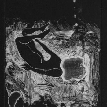 Druckgrafik mit dem Titel "Rescapée 1" von Rong Guo, Original-Kunstwerk, Gravur