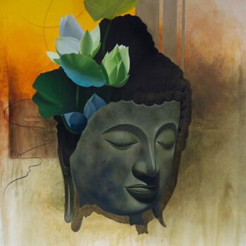 Peinture intitulée "Buddha series ( 3)" par Roni Sarkar, Œuvre d'art originale, Acrylique