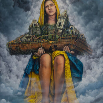 Картина под названием "La piedad" - Roniel Llerena Andrade, Подлинное произведение искусства, Масло