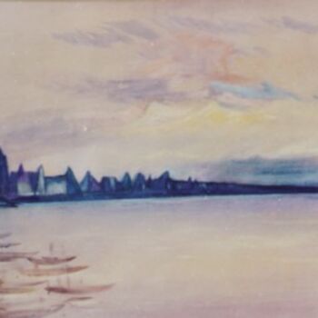 Painting titled "Dawn Of Varanasi" by Ronin, Original Artwork, Oil
