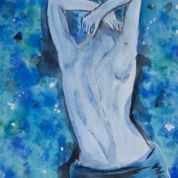 Peinture intitulée "dos bleu" par Ronins, Œuvre d'art originale, Huile