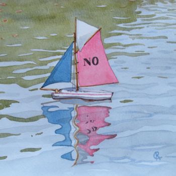 Painting titled "Voilier au bassin d…" by C.Rony, Original Artwork, Watercolor