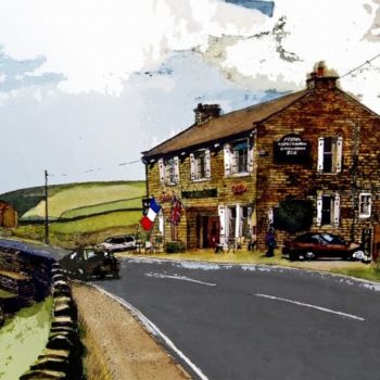 Painting titled "BRITISH MOORLAND PUB" by Ian H. Parry, Original Artwork