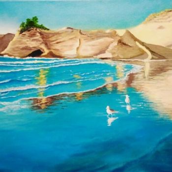 Картина под названием "чайки в заливе" - Olga Reshetnikova, Подлинное произведение искусства, Масло