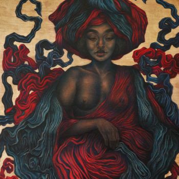 Dessin intitulée "Goddess of the West…" par Roque, Œuvre d'art originale, Crayon