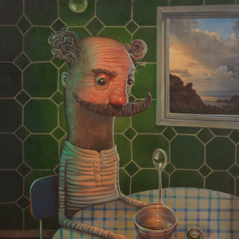 Pintura intitulada "Porridge and salt" por Rory Mitchell, Obras de arte originais, Óleo