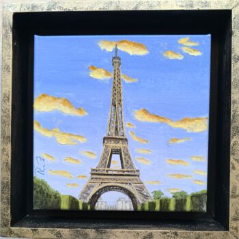 Malarstwo zatytułowany „Eiffel” autorstwa Rosa M Fernández, Oryginalna praca, Olej Zamontowany na Drewniana rama noszy