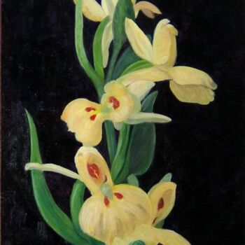 Pintura titulada "Orquídea amarilla" por Rosa Maria Castaño, Obra de arte original