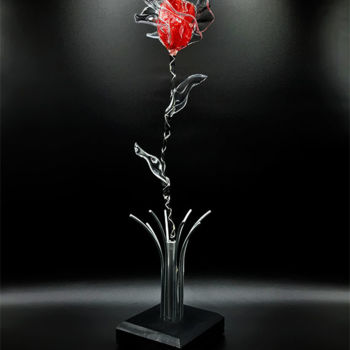 Sculpture titled "Rose éternelle lumi…" by Rosabstrait, Original Artwork, Wood