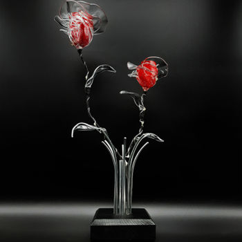 Skulptur mit dem Titel "Bouquet lumineux de…" von Rosabstrait, Original-Kunstwerk, Kunststoff