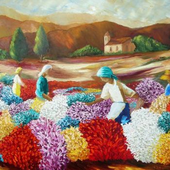 Pintura intitulada "Colheita de Flores" por Rosah Casanova, Obras de arte originais