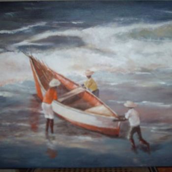 Pintura intitulada "Pescadores" por Rosah Casanova, Obras de arte originais