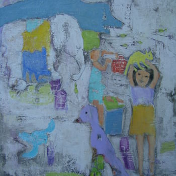 Pintura intitulada "O Elefante Branco" por Rosa Hollmann, Obras de arte originais, Óleo