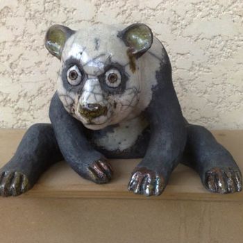 Sculpture titled "Panda raku" by Rosalie C, Original Artwork