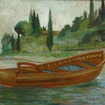 Painting titled "Sul Garda" by Altini, Original Artwork, Oil
