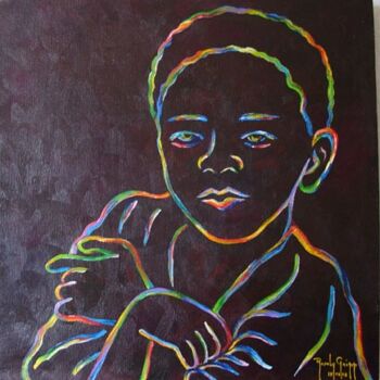 Painting titled "Garotinho Afro II -…" by Rosaly Gripp Gobbo (Rosaly Gripp), Original Artwork