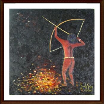 Painting titled "A caça / The hunting" by Rosaly Gripp Gobbo (Rosaly Gripp), Original Artwork