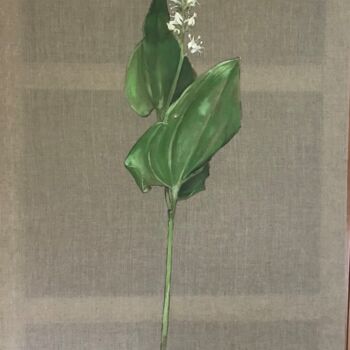 Painting titled "Maianthemum bifolium" by Rosa Mujal Closa, Original Artwork, Oil Mounted on Wood Stretcher frame
