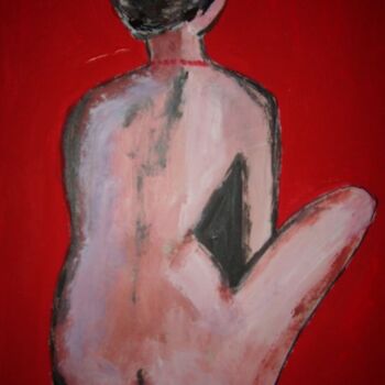 Painting titled "Nude woman sitting" by Rosangela Scheithauer, Original Artwork