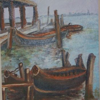 Painting titled "Barques" by Claeys, Original Artwork