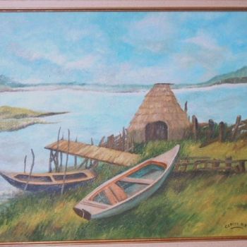 Peinture intitulée "Barques aux sec en…" par Claeys, Œuvre d'art originale
