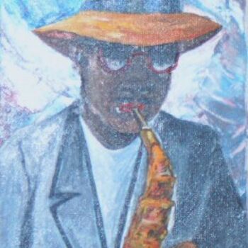Painting titled "Un noir avecsaxo" by Claeys, Original Artwork