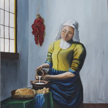Pintura titulada "lechera-reproduccio…" por Rosa Maria Rins Dirichx, Obra de arte original, Oleo