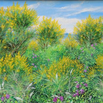 Painting titled "Ginestre in Toscana" by Rosario Bellante, Original Artwork, Oil