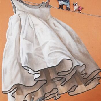 Peinture intitulée "vestido blanco" par Rosario Rubilar, Œuvre d'art originale, Acrylique Monté sur Châssis en bois