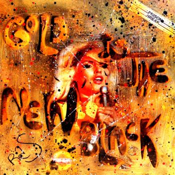 Malerei mit dem Titel "GOLD IS THE NEW BLA…" von Rose-Agathe Steiner, Original-Kunstwerk, Acryl