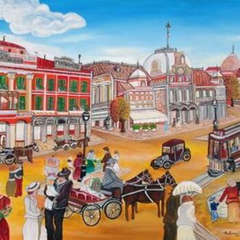 Peinture intitulée "place massena (nice…" par Rose Calvino, Œuvre d'art originale