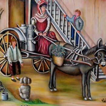 Painting titled "la livreuse de lait" by Rose Calvino, Original Artwork