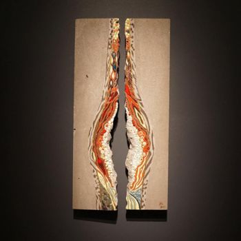 Sculpture intitulée "Diptyque faille org…" par Rose Desmaisons, Œuvre d'art originale, Céramique
