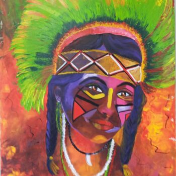 Painting titled "amazônia" by Rose Fernandes, Original Artwork, Acrylic