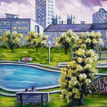 Painting titled "VUE SUR MONTRÉAL" by Rose Lévesque, Original Artwork