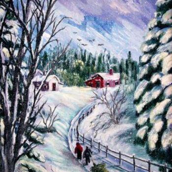Pintura intitulada "Vive la neige" por Rose Lévesque, Obras de arte originais