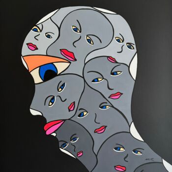 Malerei mit dem Titel "Nos démons" von Rose Mary Vallas, Original-Kunstwerk, Acryl