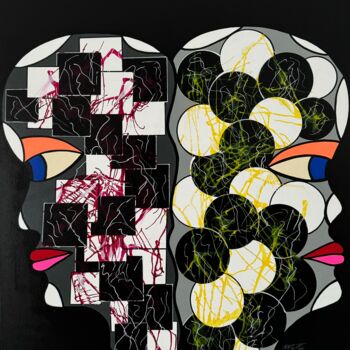 Malerei mit dem Titel "Le pour et le contr…" von Rose Mary Vallas, Original-Kunstwerk, Acryl Auf Keilrahmen aus Holz montiert