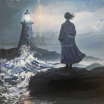 Painting titled "« Le Phare des Bate…" by Rose Phelep, Original Artwork, Acrylic